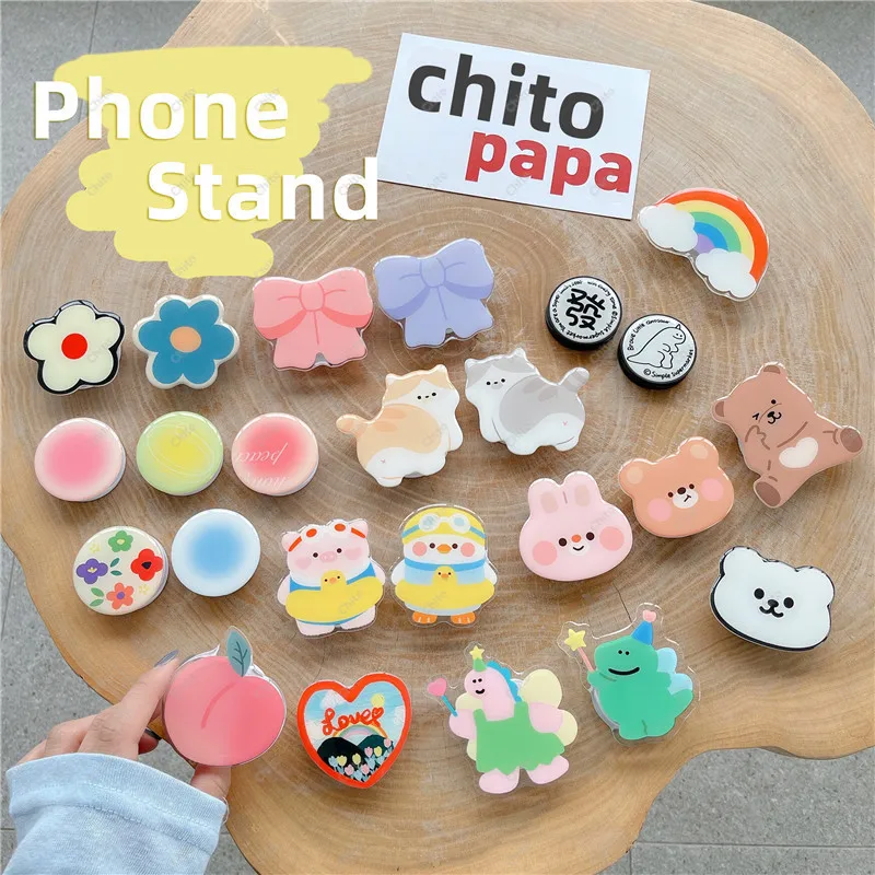 

Cute Cartoon Expanding Stand Mount Mobile Phone Holder Foldable CellPhone Support Halter Portable Finger Grip Bracket Telephone