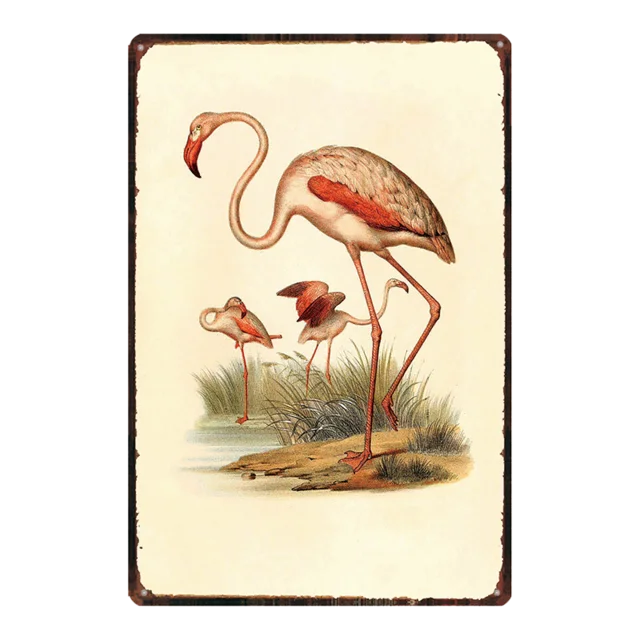 

Bird/Flower Tin Sign Plaque Metal Vintage Iron Poster Retro Chic Wall Art Bar Cafe Shop Home Decor For Living Room