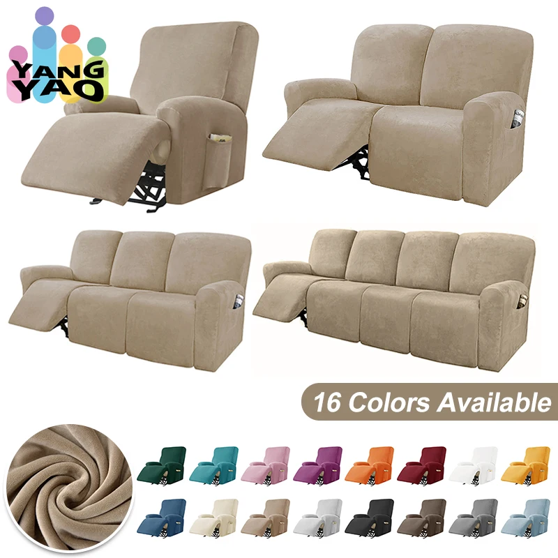 

Бархатный Чехол для кресла с откидывающейся спинкой, эластичные чехлы для кресла, расслабляющий чехол для кресла с откидывающейся спинкой для гостиной, 1/2/3/4 сидений