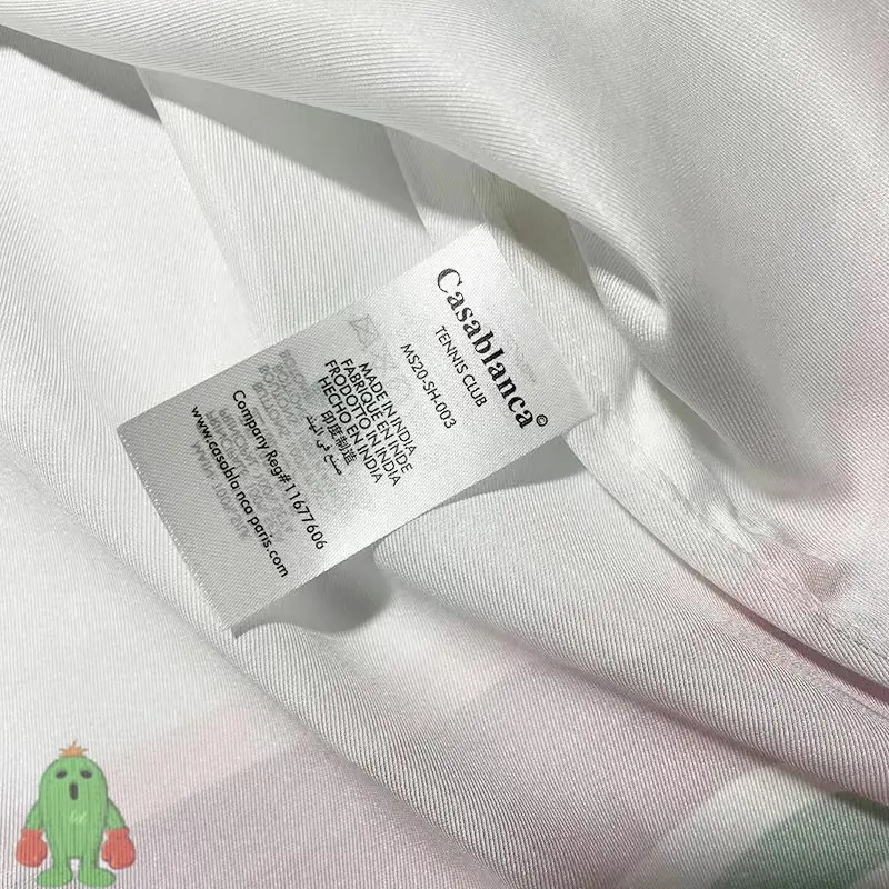 Summer College Style Casablanca Shirts Swan Print Striped Colorblock Silk Couple Shirt