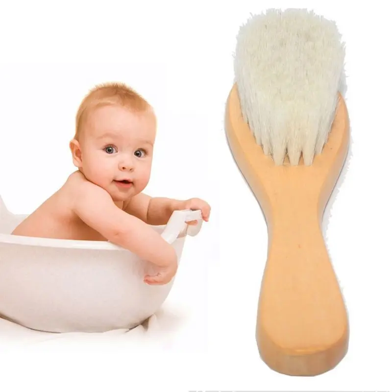 

Soft Baby Wood Brush Newborn Baby Stuff Natural Wool Comb Infant Hair Brush Head Massager Portable Kid Babies Bath Accessories