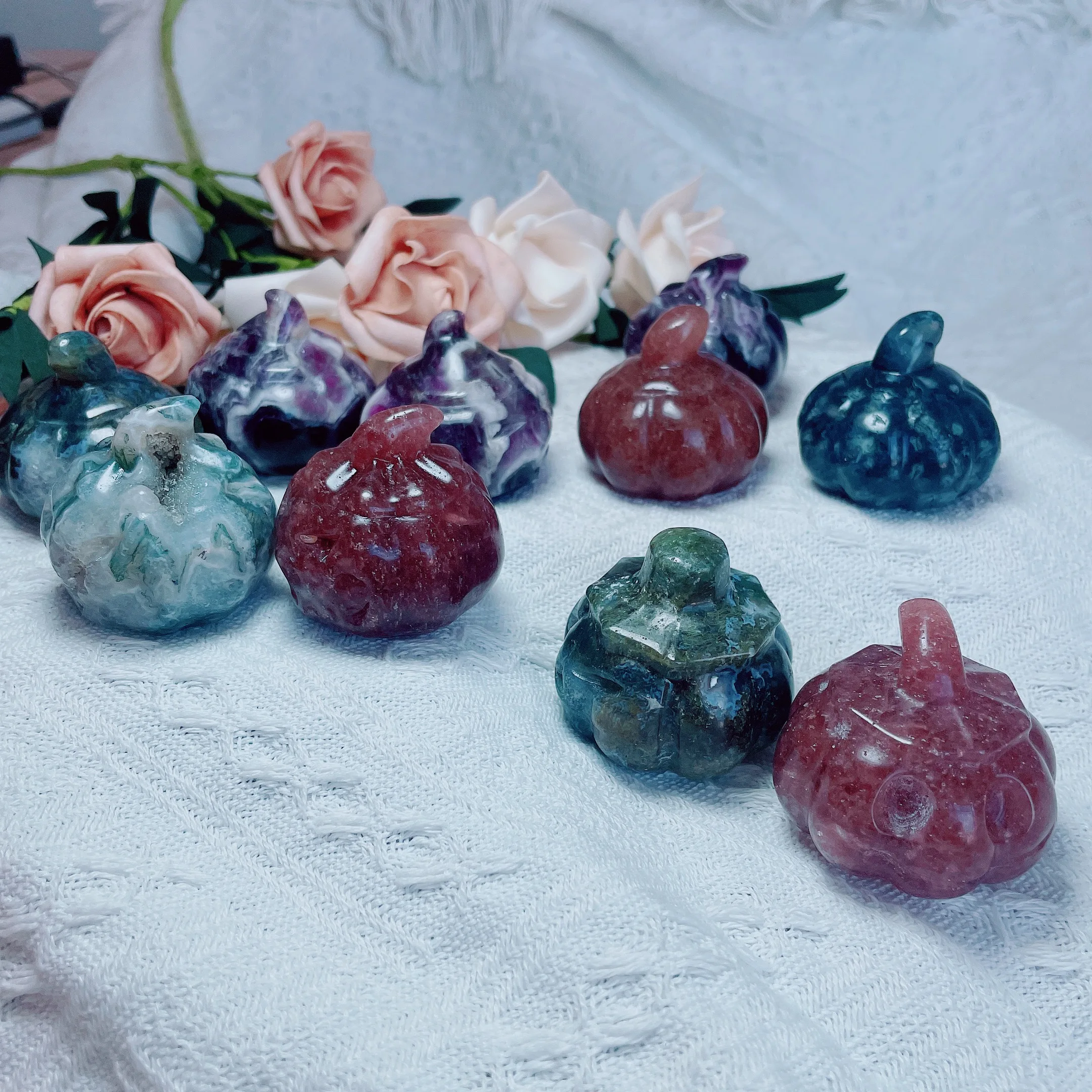 

1 шт. натуральная резная вручную Тыква Хрустальная Тыква народные поделки для украшения на Хэллоуин