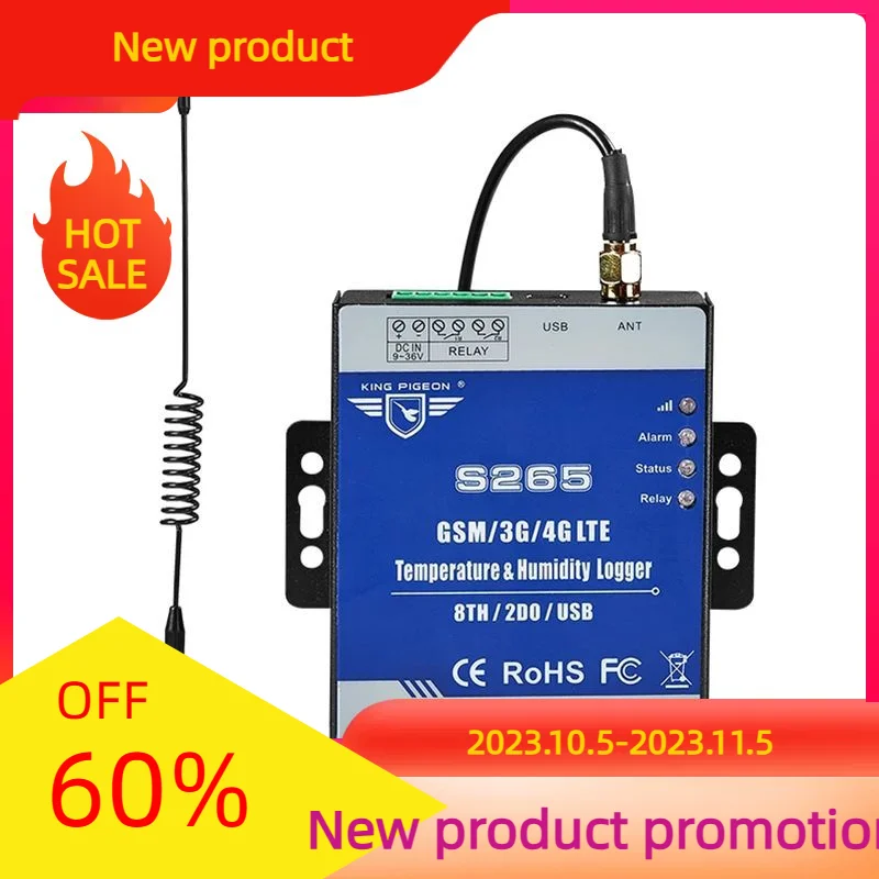 

GSM 2G 3G 4G LTE Temperature Humidity Monitoring Alarm Data Logger S265 8 Channel TH Input Support Power Failure Alarm