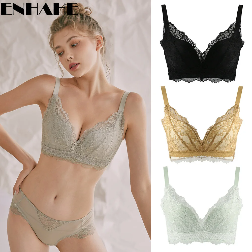 

Large Size Ultra-thin Adjustable Underwear Women's Big Breasts Show Small Sexy Gathered Lace Maintenance Ladies Bra