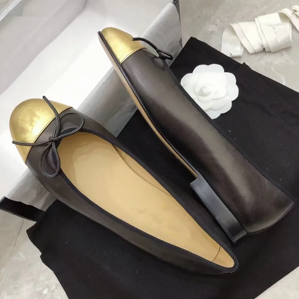 

Spring Flat Women's Shoes Fashion Genuine Leather Color Matching Bow Ballet Flats Simple Round Toe Loafers Ladies Casual Shoes