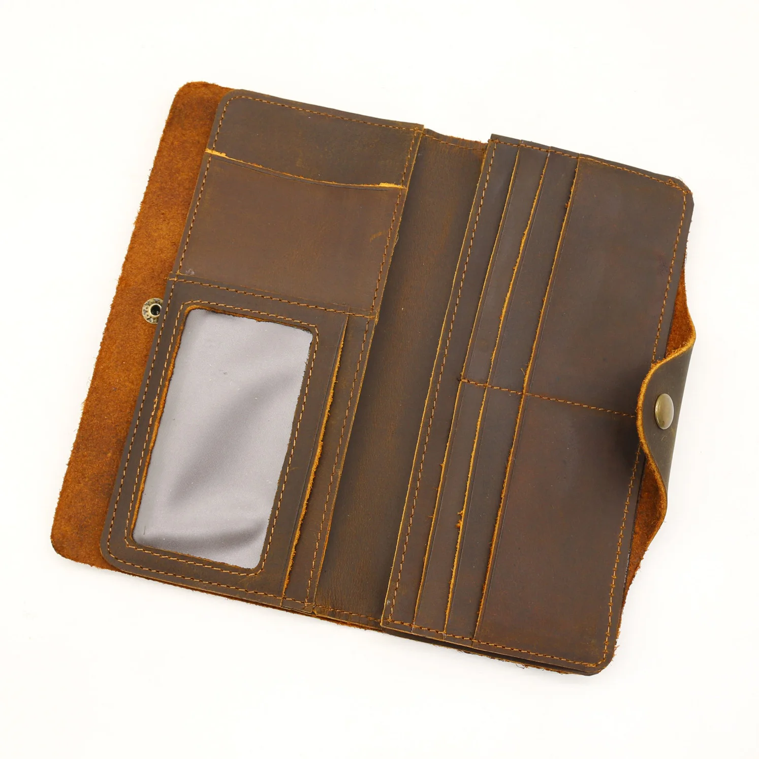 Vintage Men's Long Wallet Man Genuine Leather Purse Clutch Wallets First Layer Real Leather Multi-Card Retro Card Holder Wallets