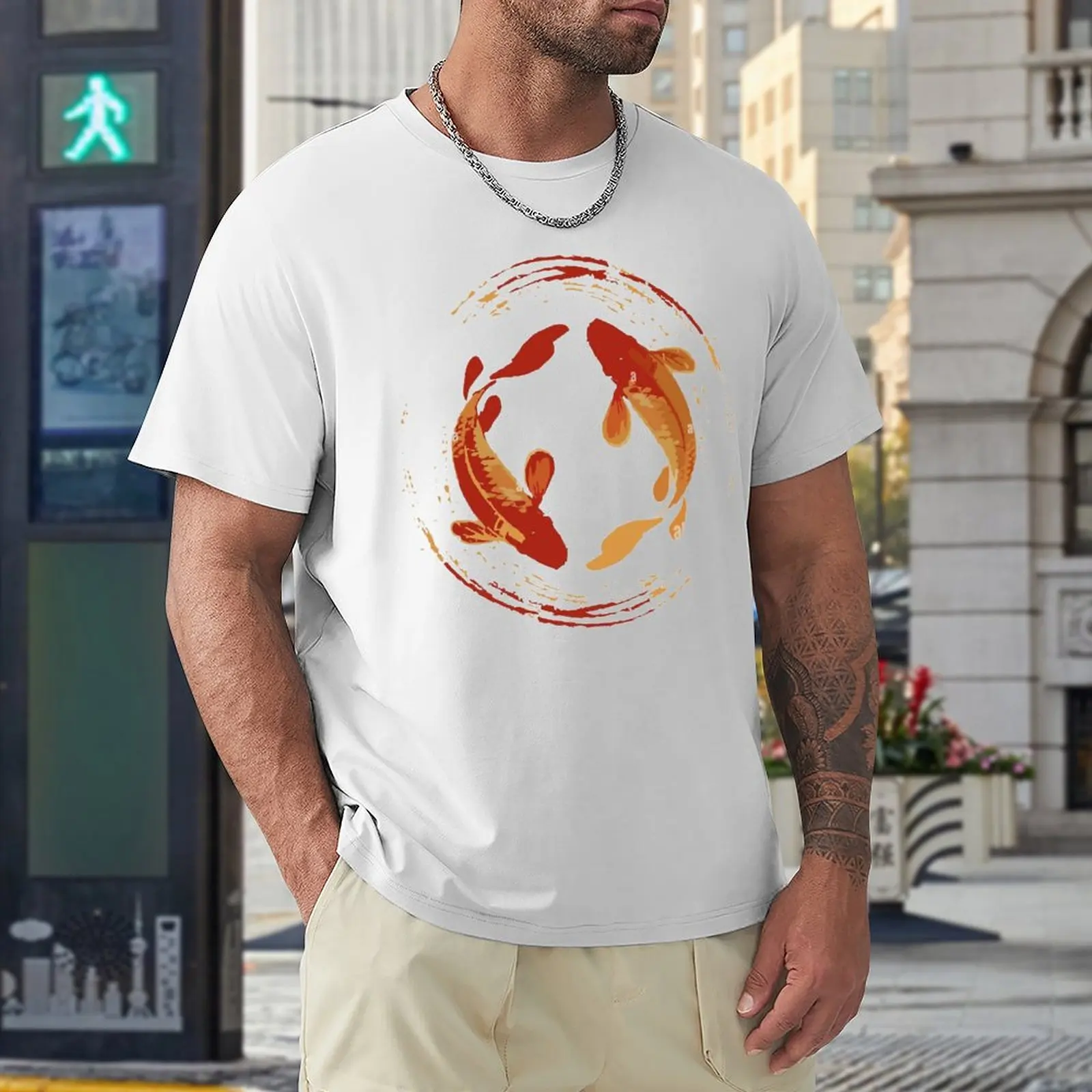 

Couple-of-koi-fish-in-japan-or-china-art-style-for-luck-prosperity-and-good-fortune-2A7B8AT T-shirt Fresh Sport Novelty Tshirt