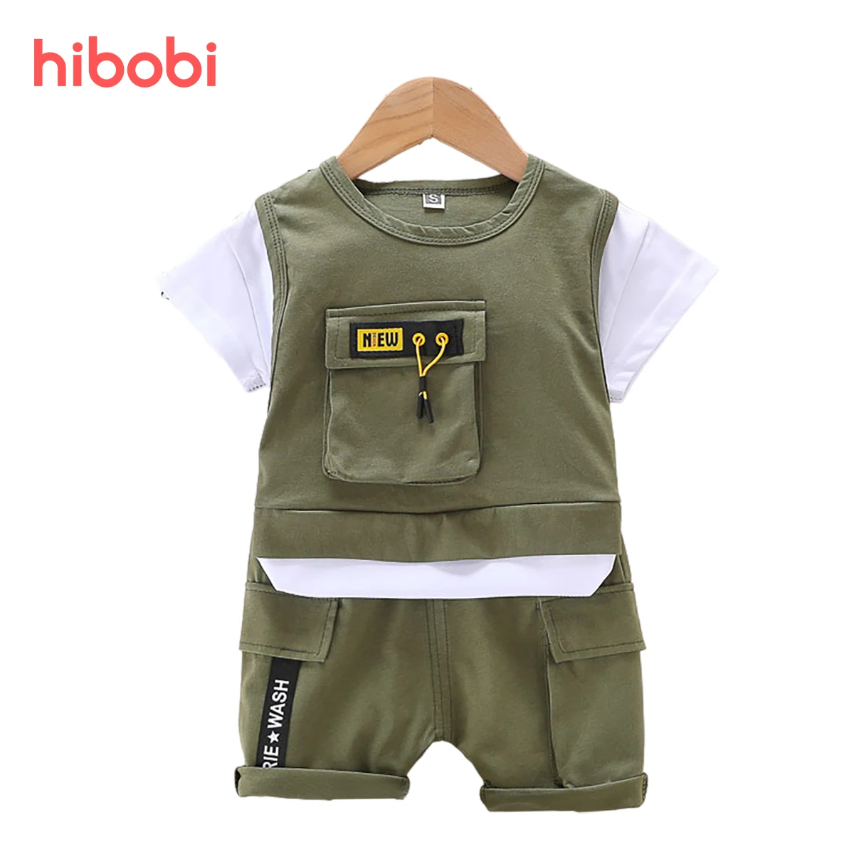 

hibobi Summer Children Girls Fashion Clothing Baby Boys Cotton T Shirt Shorts 2Pcs Kid Infant Clothes Toddler Casual Tracksuit