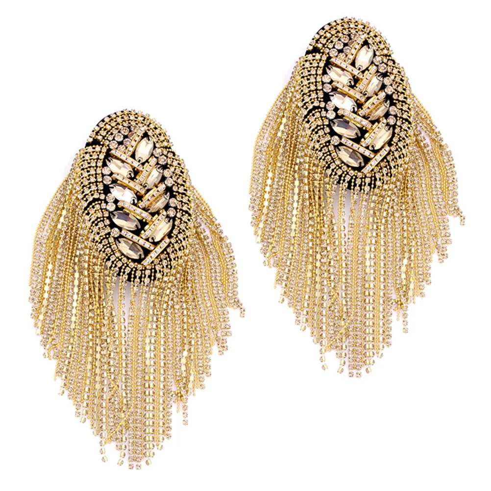 

Shoulder Tassel Epaulets Epaulet Badge Epaulettes Fringe Men Costume Rhinestone Accessories Boards Rivet Women Uniform Brooch