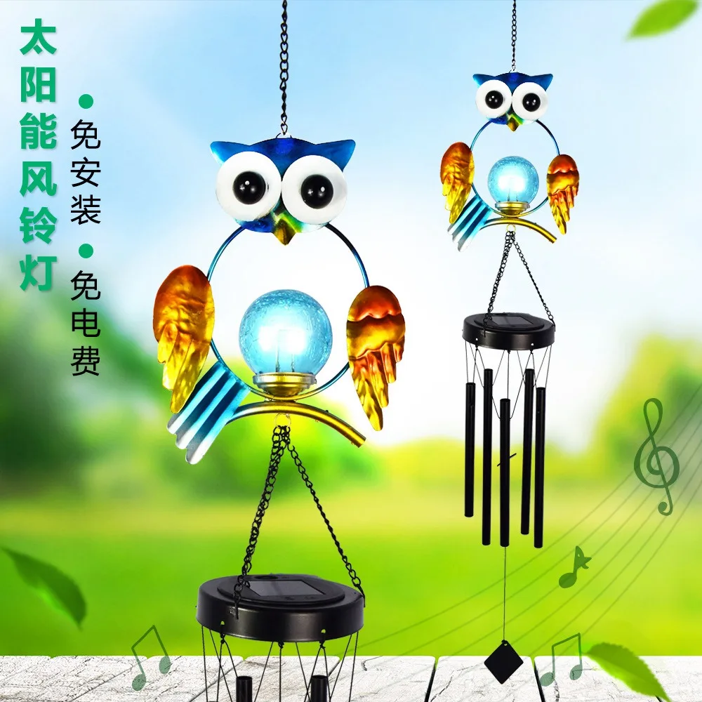 Солнечная уличная лампа для двора дома и сада водонепроницаемая синяя сова