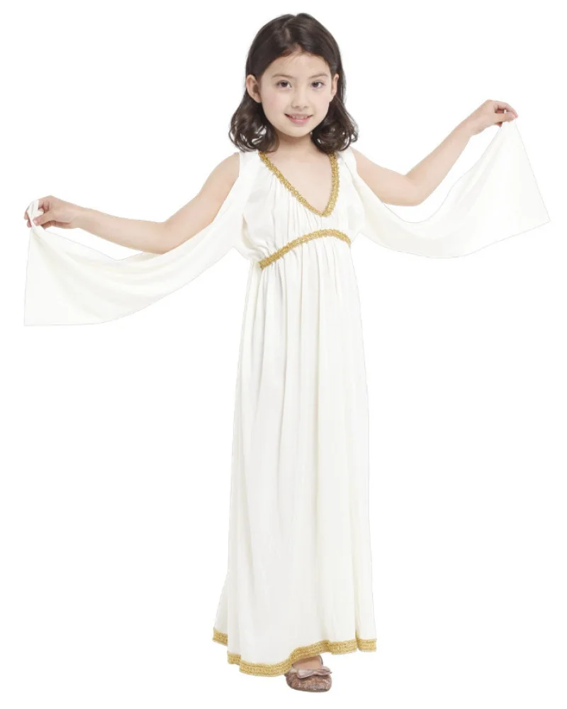 

Kids Girls Greek Princess Cosplay Costume Long Dress for Girls Carnival Halloween Party Dancewear Stage Performance Dresses