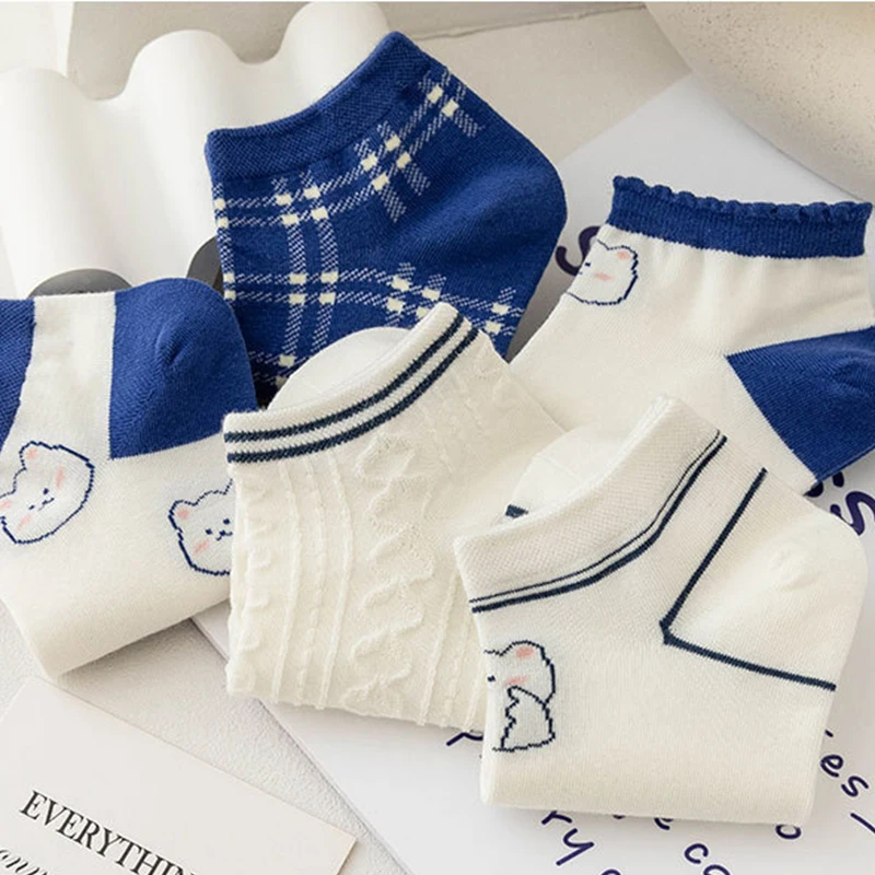 10 Pair Animal Print Low Tube Socks Women Summer Short Shallow Mouth Cotton Socks Set Cute Cartoon Breathable Foot Kawaii Socken