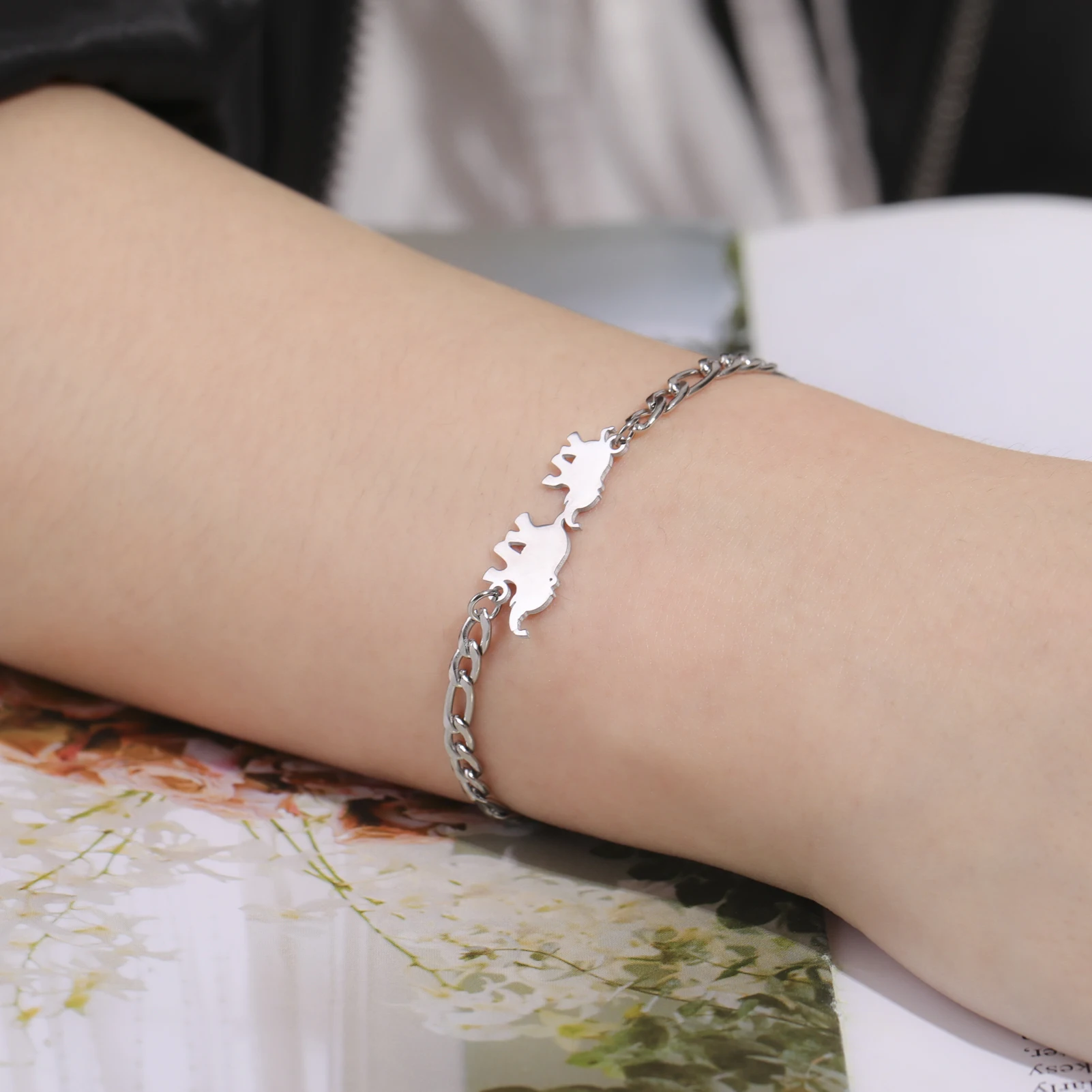 Прекрасный слон браслет из нержавеющей стали родитель и ребенок животное кулон