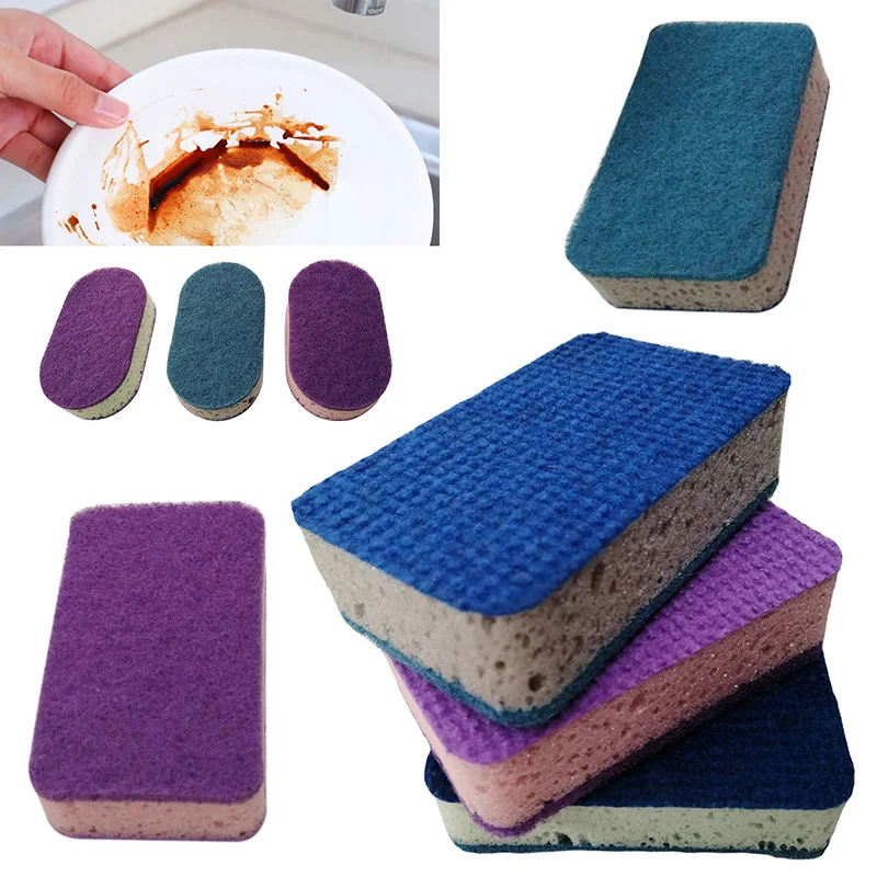 

3pcs/Set Dishwashing Sponge Kitchen Nano Emery Magic Clean Rub Pot Rust Focal Stains Sponge Removing Kit Cleaning Brush Sponges
