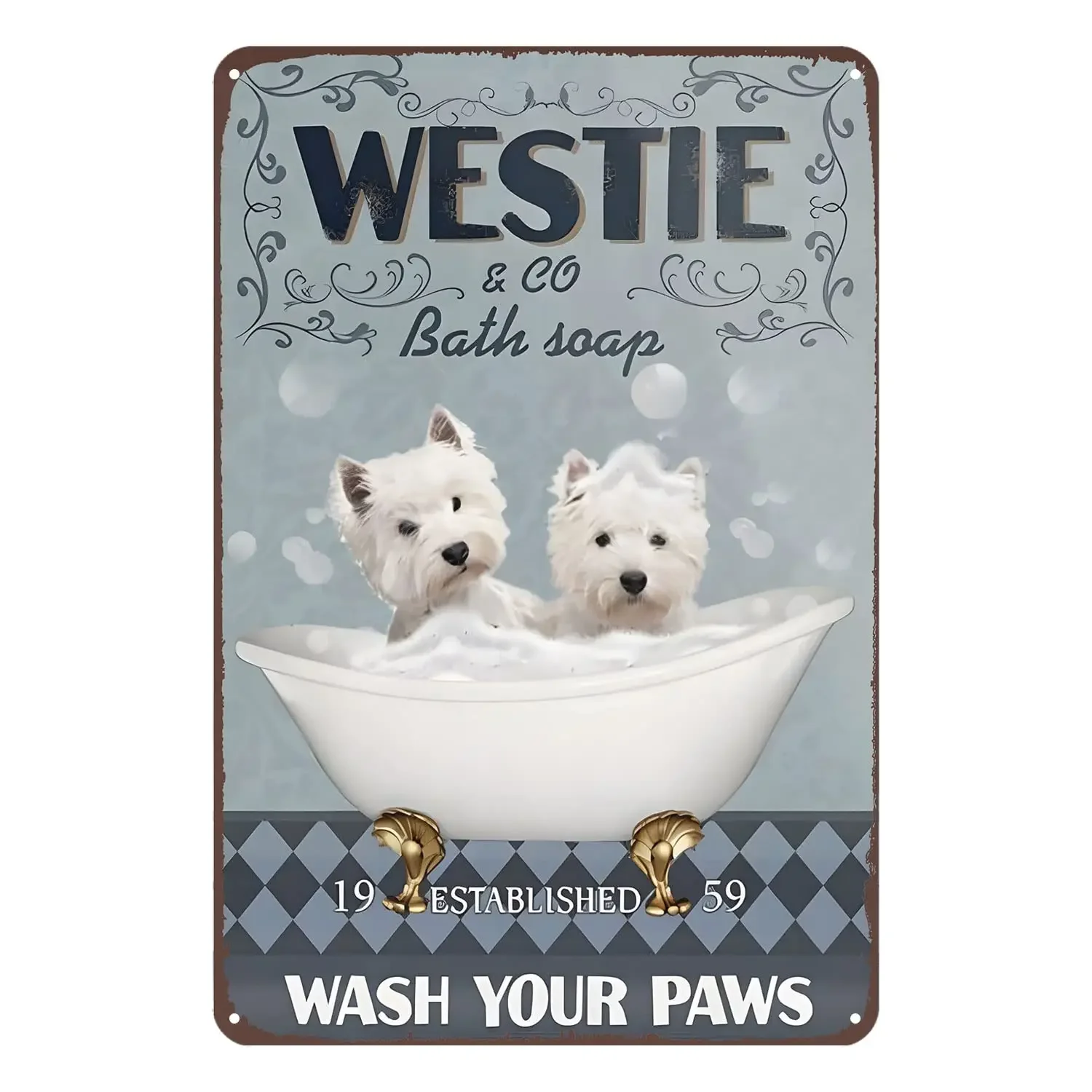 Pzecaru винтажный постер металлический знак Westie Dog Bath Soap Company жестяные знаки