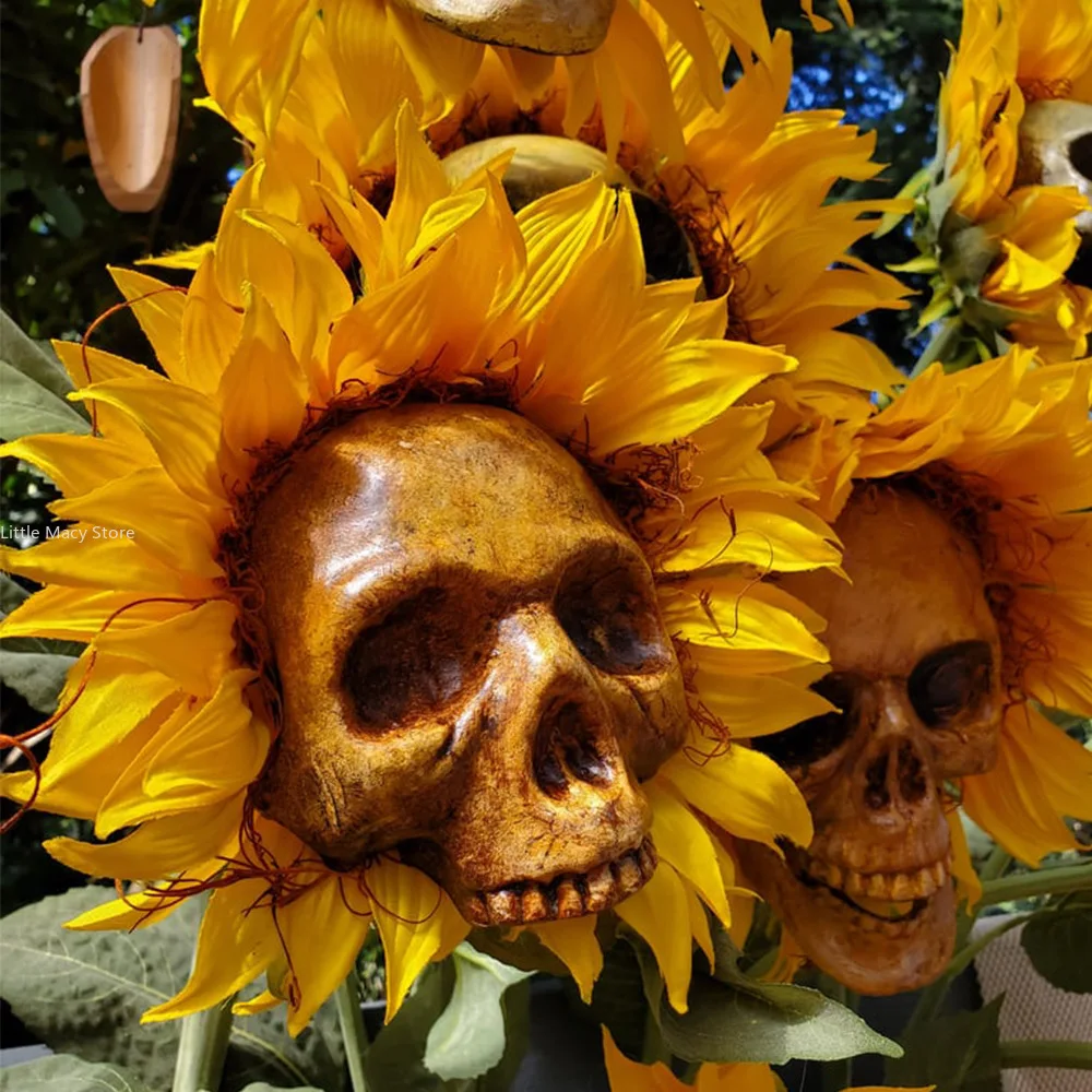 

Halloween Horror Decorations Skull Head Sunflower Atmosphere Decoration Ghost House Amusement Scene Props