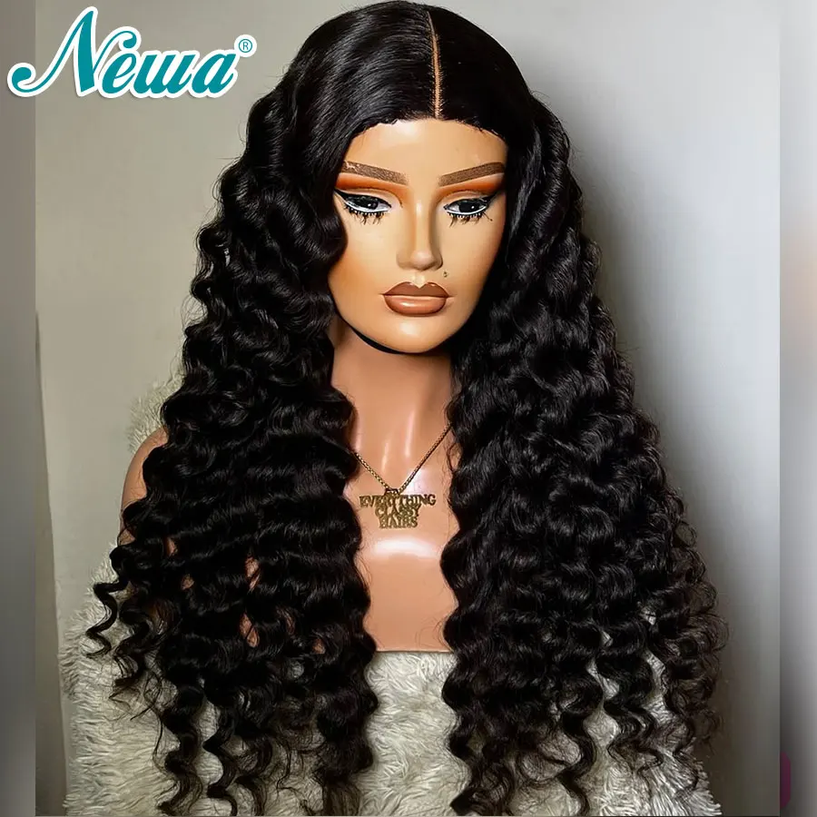Фото Newa Hair Glueless Ready Wear HD Lace Closure Wig Natural Black HD Lace Frontal Wig Предварительно выщипанные отбеленные узлы 2x6 Парик с глубокой частью №4
