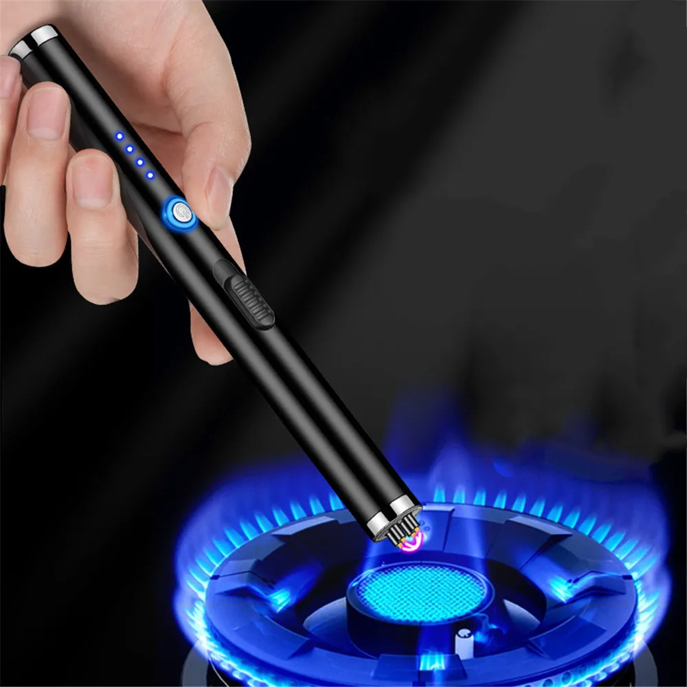Windproof Long Usb Electronic Lighter Gas Stove Candle Bbq C