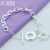 doteffil 925 sterling silver star pendant bracelet chain ot buckle for women man charm wedding engagement fashion party jewelry