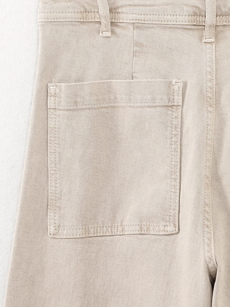 PAILETE Women 2023 fashion back patch pockets denim straight jeans vintage high waist zipper fly female trousers mujer