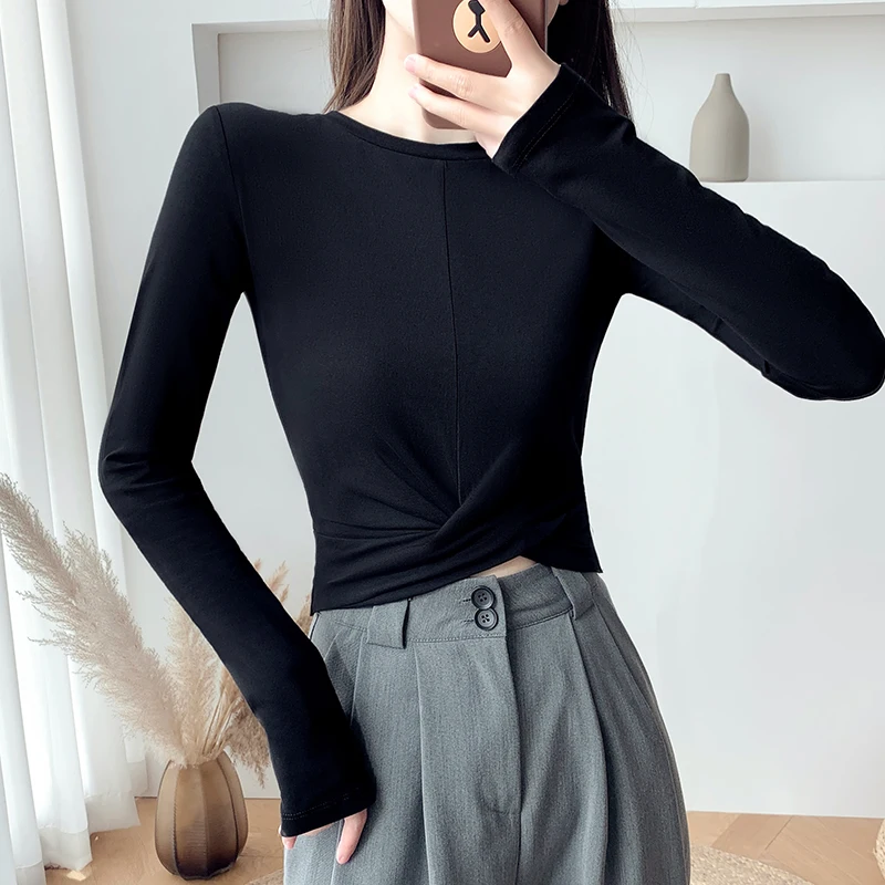 

Блузка женская шифоновая с длинным рукавом и воротником-стойкой