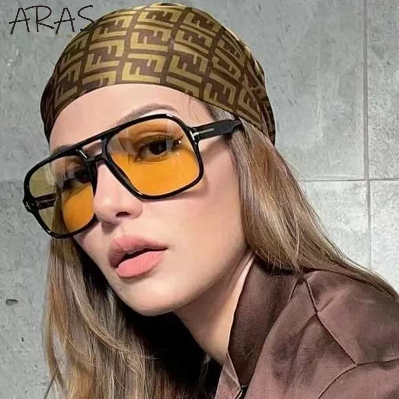 

Vintage Oversized Square Sunglasses Women Classic Double Bridge Big Frame Sun Glasses For Men Retro Luxury Brand Driving Shades