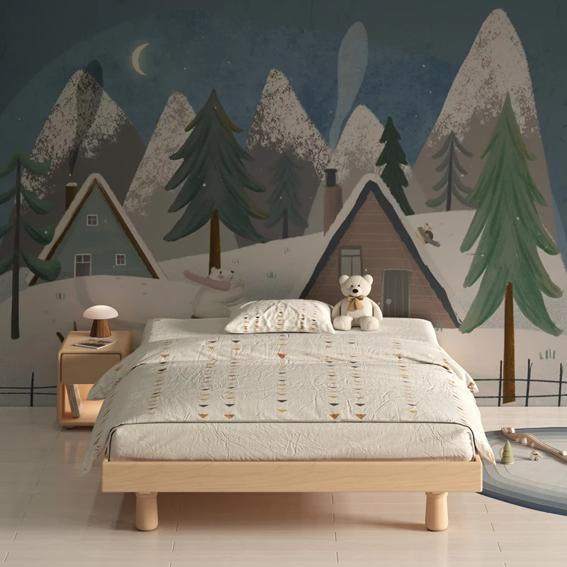 Детские кроватки с деревянными бревенками односпальные кровати для детей