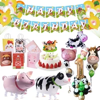 farm theme party decorations cows sheep pig cartoon animals balloons kids 1 2 3 4 5th birthday party favors baby shower decor