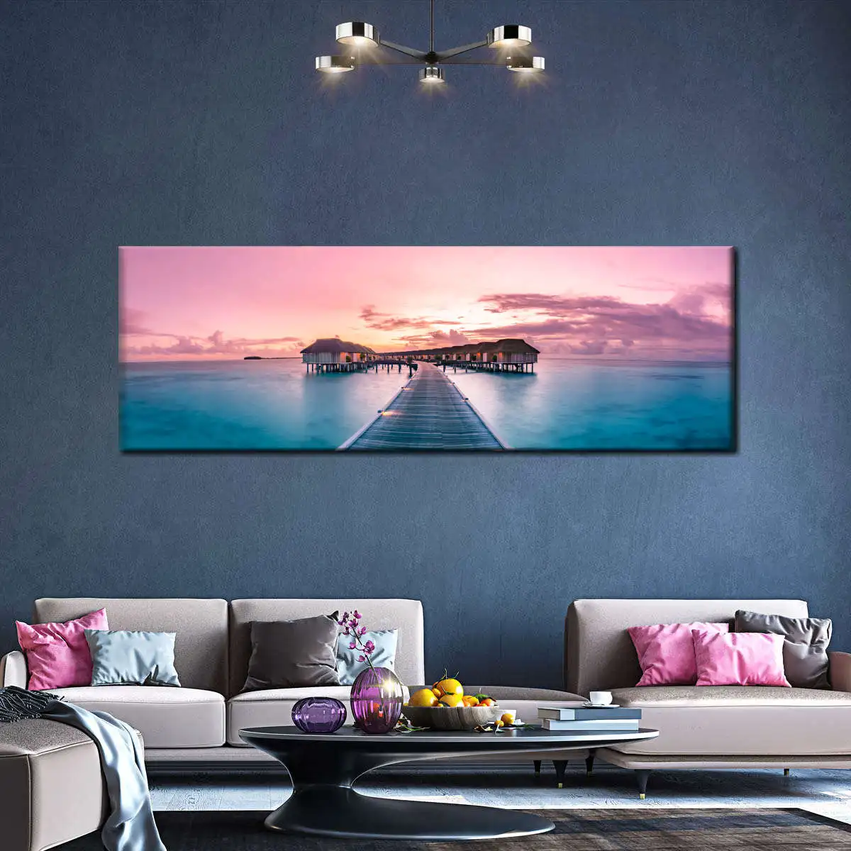 

Sea Scenery Pink Sky Landscape Canvas Painting Poster Home Decor Wall Art Decoration Picture For Living Bed Kids Bath Room