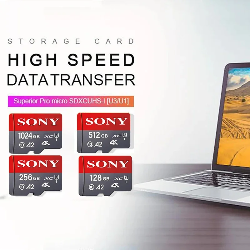 Фото Оригинальная карта памяти Sony 1TB 512GB 256GB 128GB 64GB A2 V60 Micro SD, высокоскоростная SD/TF карта для телефонов Xiaomi и камер. №2