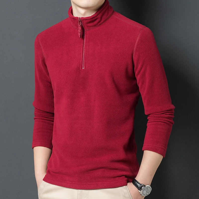 Autumn Outdoor Men's Tactical Fleece Hiking Sweaters 1/3 Zipper Stand Neck Warm Pullover Quality Male Slim Knitted Wool Sweaters