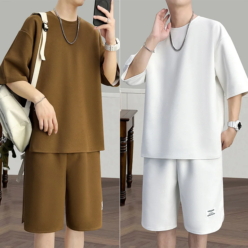 Summer Sets Men Fashion Oversized Short Sleeve T-shirt Shorts Two Piece Men Streetwear Loose Sports Set Mens Short Sets M-3XL