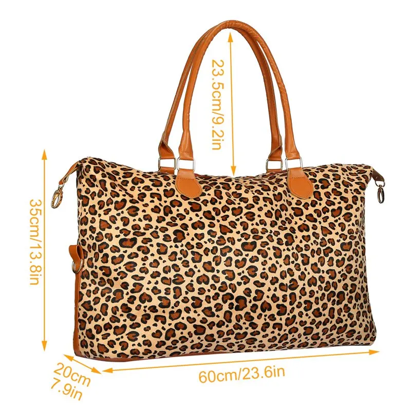 Women Duffle Bag Travel Weekend Tote Bags  Leopard Grain