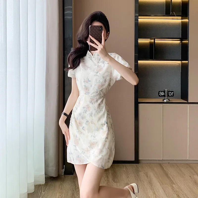 Новое летнее винтажное китайское платье во французском стиле длинное