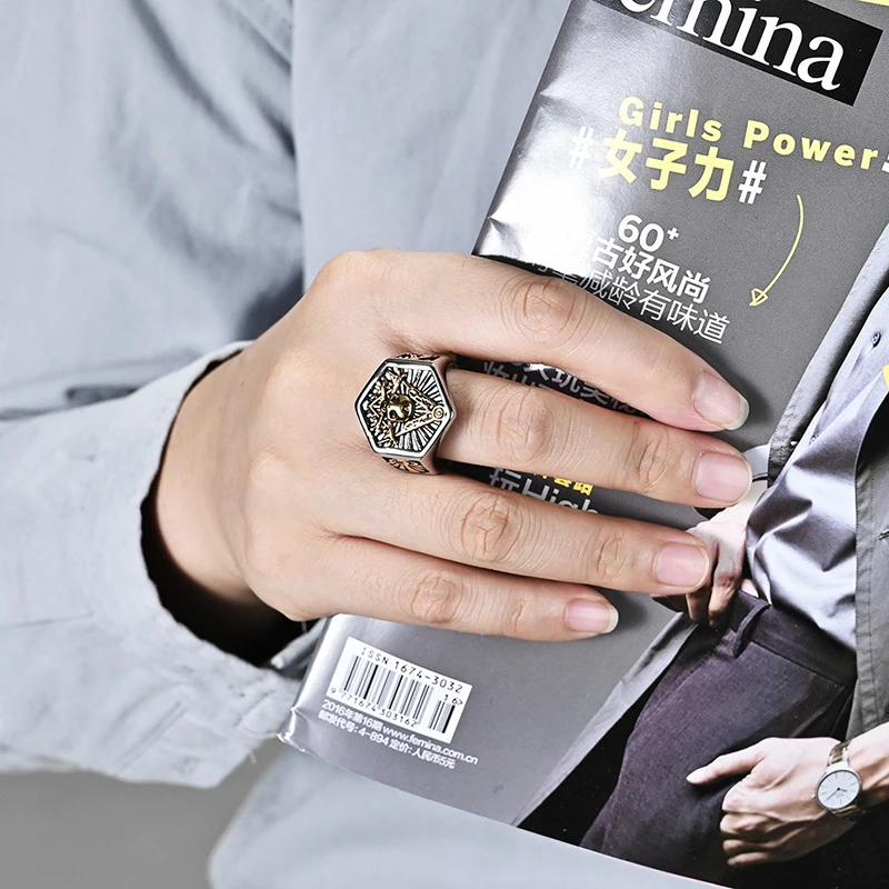 Мужское двухцветное кольцо на палец из нержавеющей стали размер 8-12