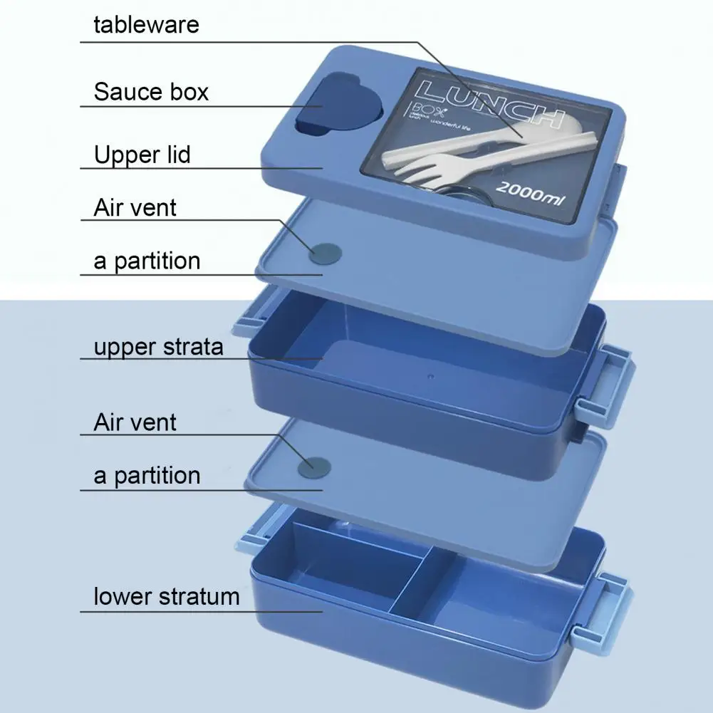 

Practical Lunch Box Good Sealing Effect Bento Box with Buckle Heat-Resistant Lunch Box Storage Container Multifunctional