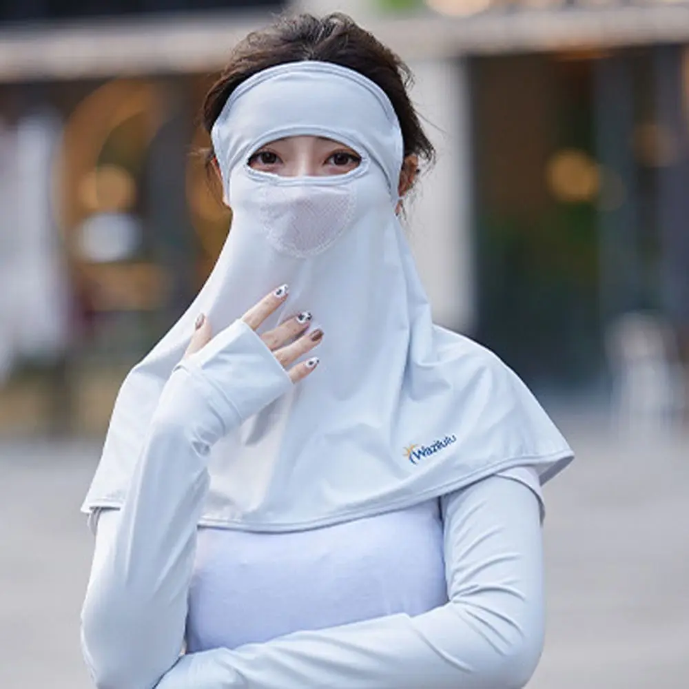 

Summer Face Mask Breathable Ice Silk Sunscreen Veil Face Gini Mask With Neck Flap Fishing Cycling Sun Protection Face Scarves