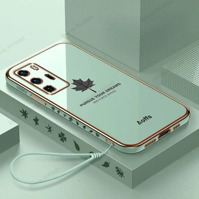 Мягкий чехол 6D с Кленовым листом для Huawei P50 Pro ремешок на запястье силиконовый P40 P30