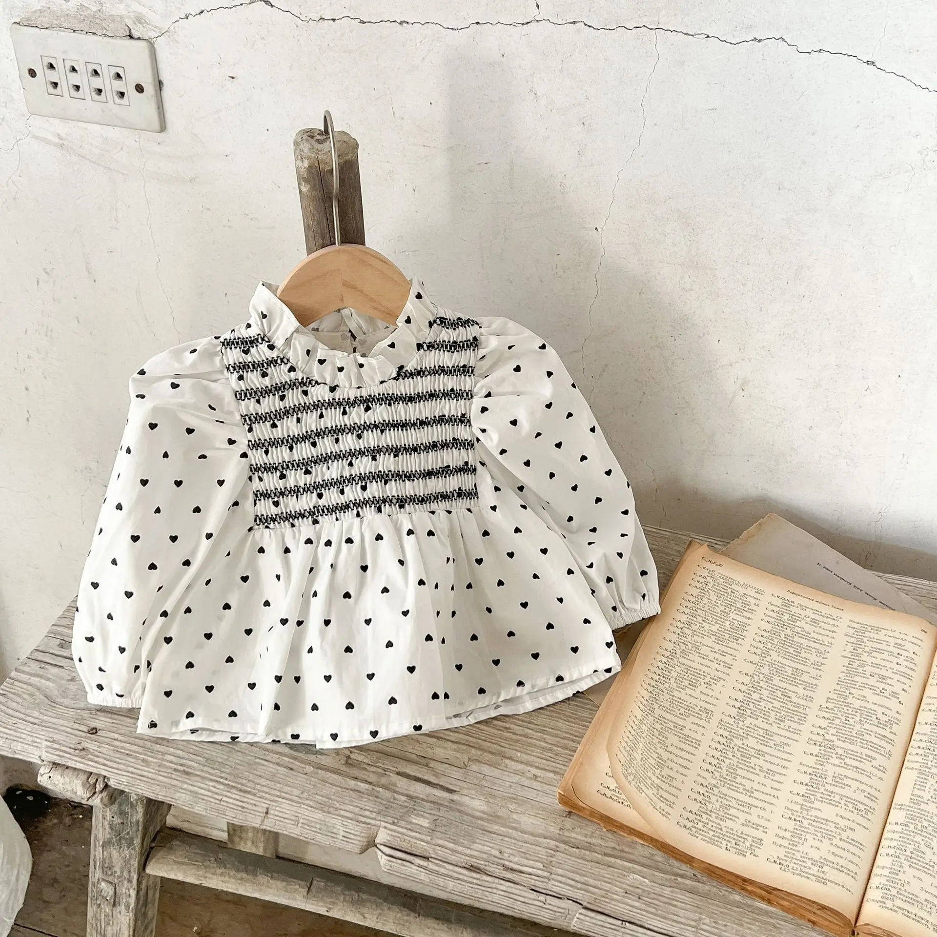 

4509A Baby Shirt Girl's Blouse 2023 Spring New Baby Love Print Shirt Korean Girl's Doll Shirt 0-3Year Baby Girl Shirt Tops