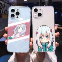 anime eromangasensei cute girl phone case for iphone 13 12 11 8 7 plus mini x xs xr pro max transparent soft