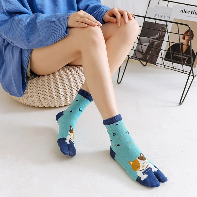 Two Finger Socks Unisex Japanese Kimono Flip Flop Sandal Split Two Toe Sock Tabi Ninja Geta Socks Women Men tabi socks таби