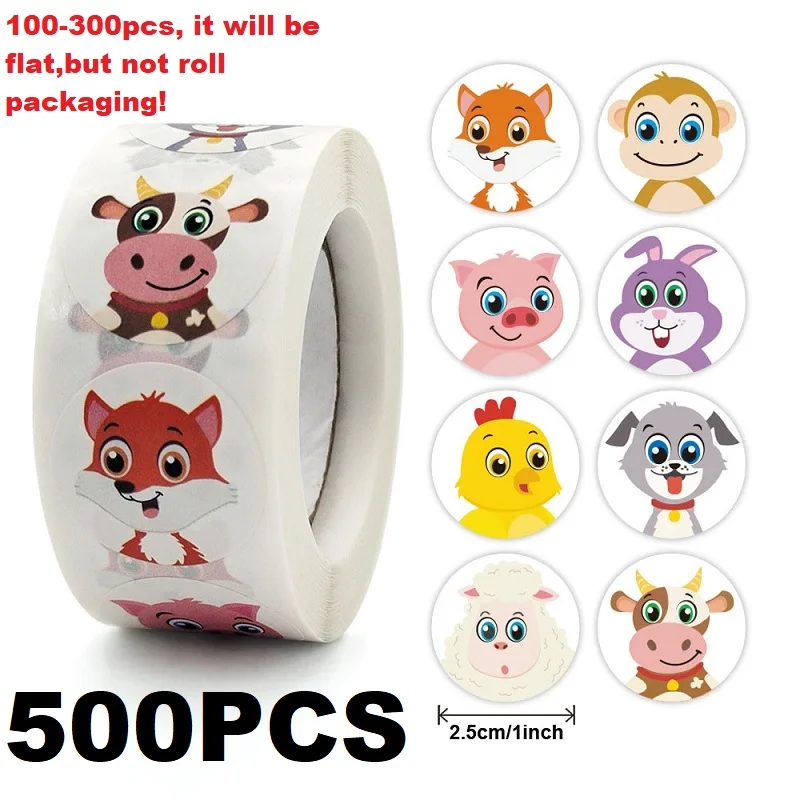 

Детские наклейки с животными 100 шт