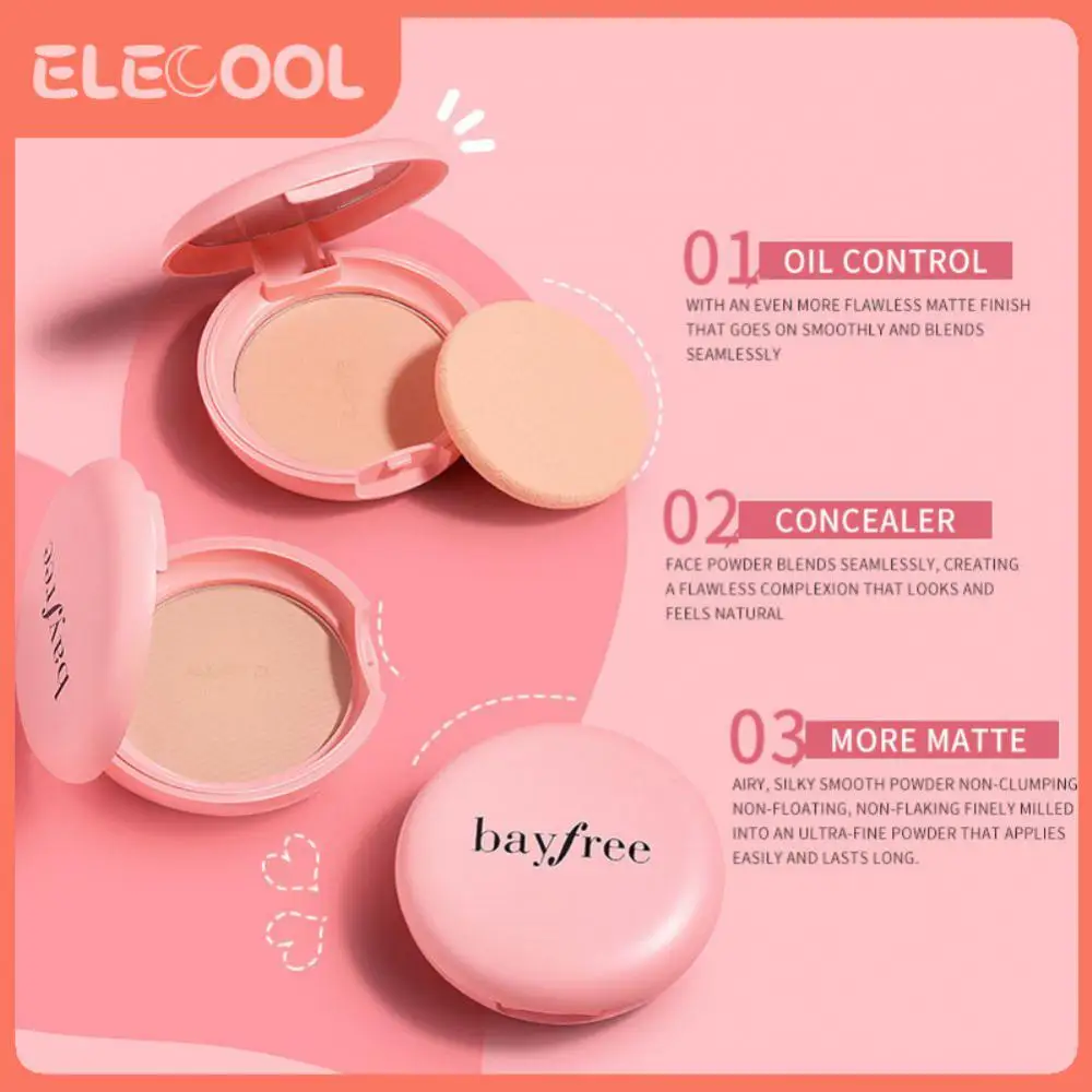 

Bayfree Mineral Face Pressed Powder Oil Control Natural Foundation Powder 5 Colors Smooth Finish Concealer Setting Powder