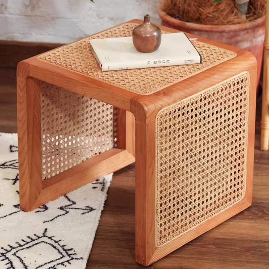 

Журнальный столик в скандинавском стиле, уличный Деревянный винтажный ротанговый промышленный журнальный столик, квадратный кофейный столик, предметы для дома