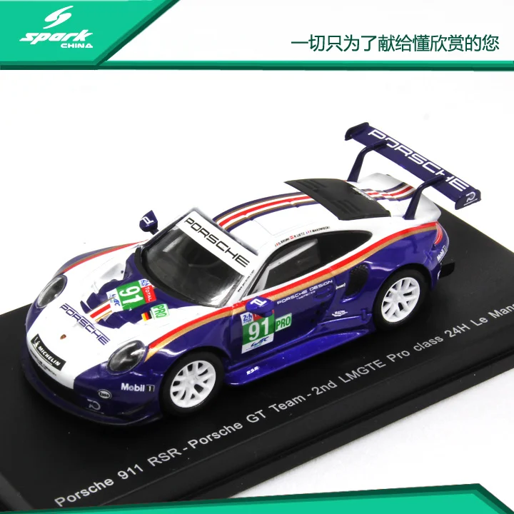 

Модель автомобиля Spark 1/64 Y121 Porsche 911RSR 2nd Pro Le Mans 2018, модель из сплава, детская игрушка, орнамент, подарок #91