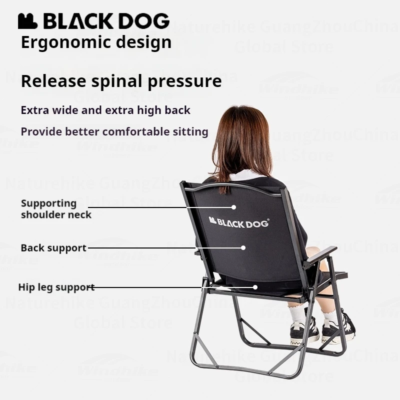 Naturehike BLACKDOG складной стул Кермит для кемпинга пикника расширенное сиденье легкий