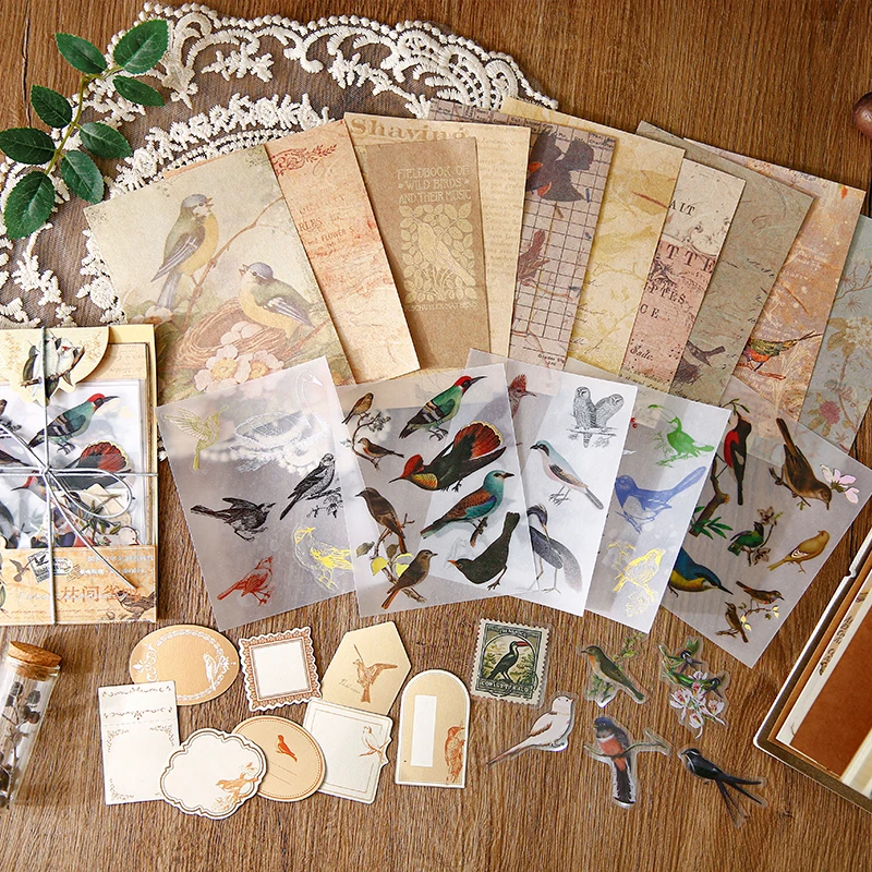 Винтажные наклейки JIANQI 30 шт. набор комбинация крафт-бумаги для творчества коллаж