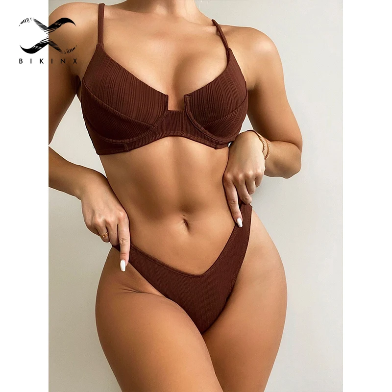 

Solid high cut bikinis Bandeau swimsuit women Push up bathing suit swimwear conjunto biquinis feminino trajes de baño mujer 2022