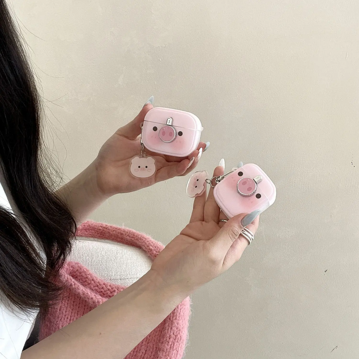 Чехол для наушников с 3D розовой свиньей и рисунком