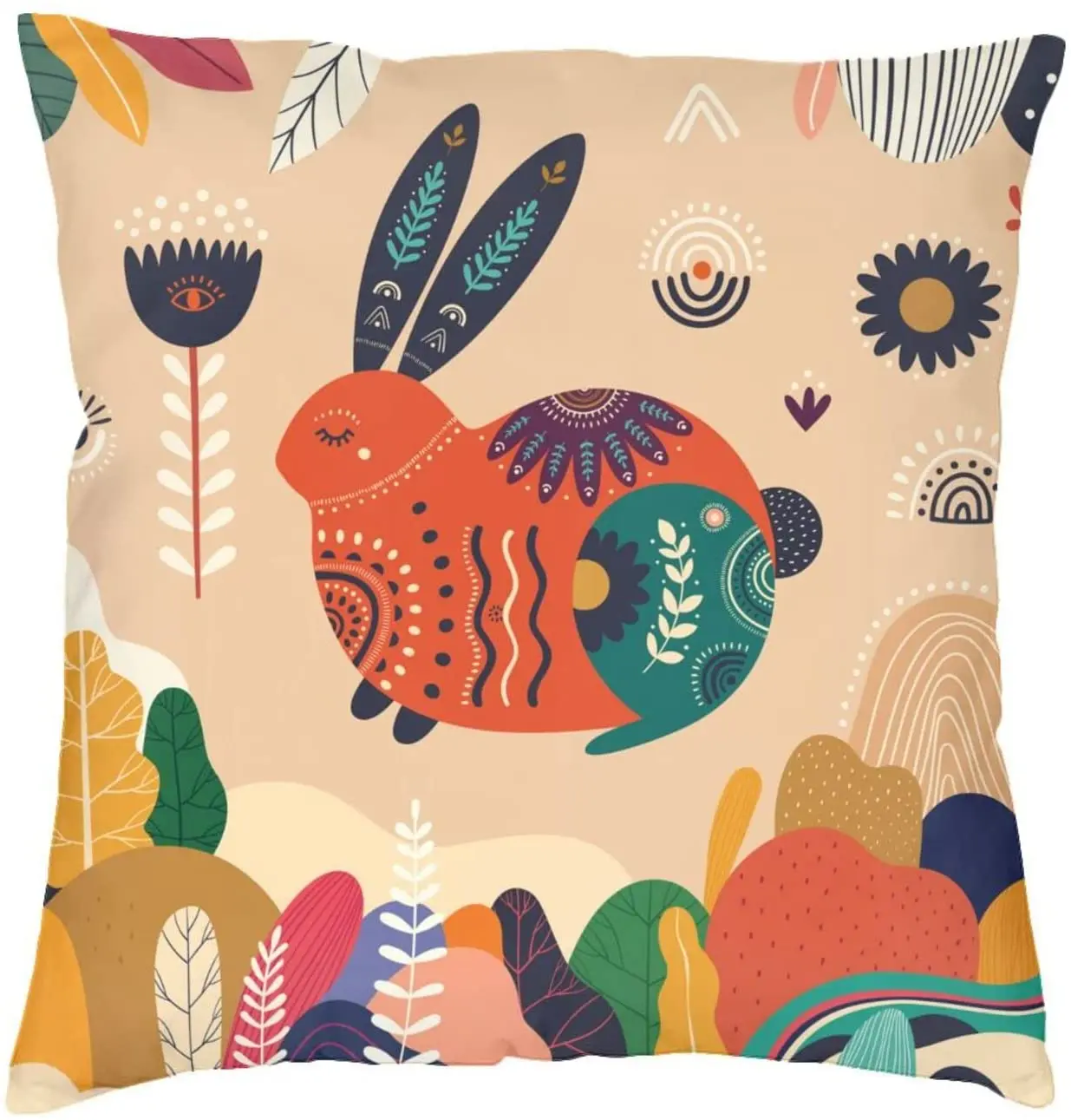 

Colorful Rabbit Pillow Covers Spring Easter Decorations for Home Couch Bed Bench Car Living Room